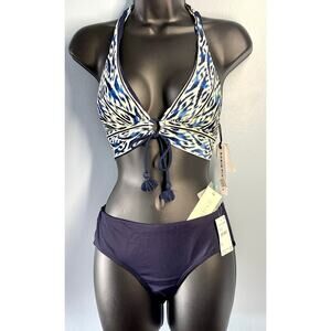 Robin Piccone 2 pc swimsuit Aabra Triangle Top Lapi szXS & navy blue bottom sz 4